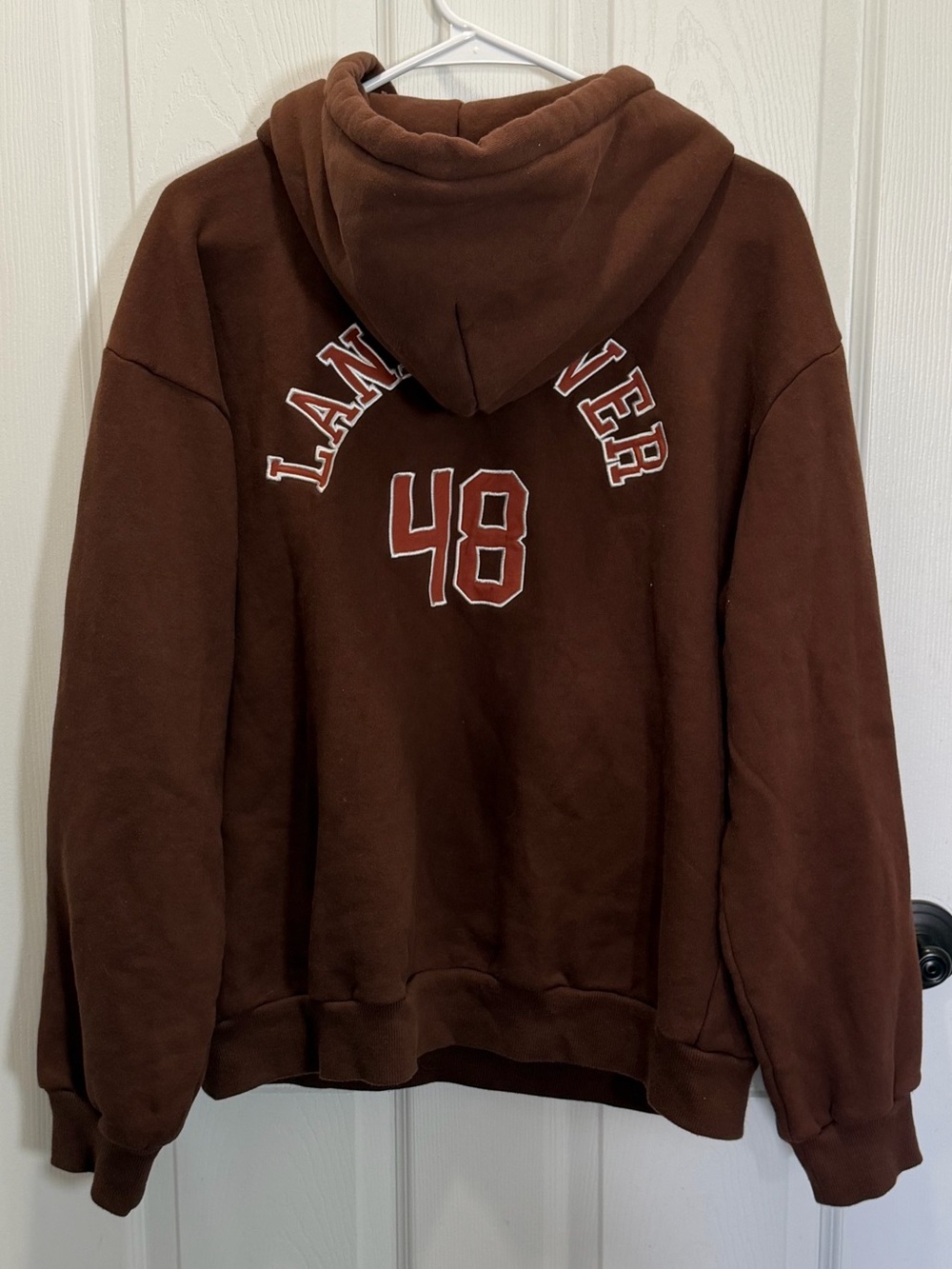 Land-Rover PacSun Men's Brown Pullover Hoodie with White Drawstrings M - Picture 4 of 4